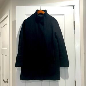 J.Crew Black Wool City Coat – High Collar, Classic Winter Jacket Size 6